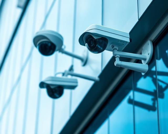 CCTV security cameras on a commercial building